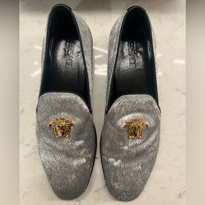 Versace Men's Medusa Head Calf Hair Loafers